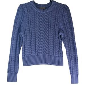 J.Crew Periwinkle Blue Argyle Chunky Knit Crew Neck Sweater Size S
